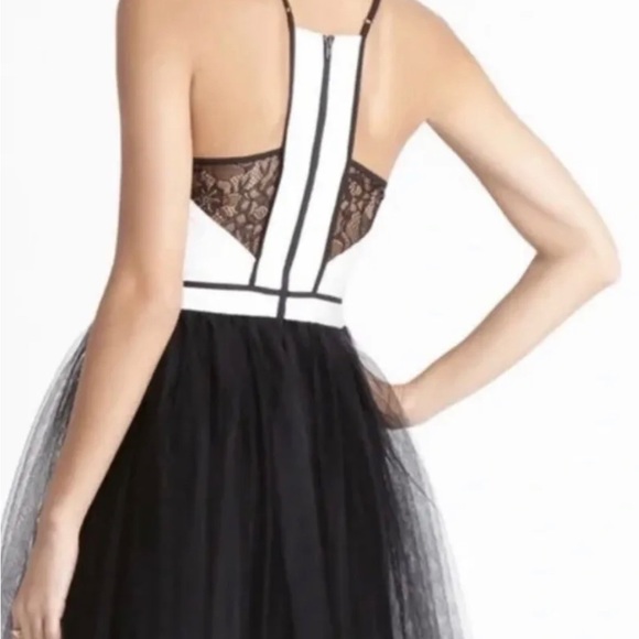 BCBGeneration Sleeveless Balletcore Lace and Tulle Color Block Mini Party Dress - Picture 3 of 6